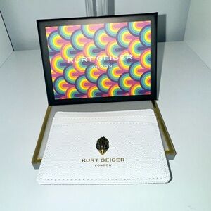 **sold-**NWT Kurt Geiger White Card Holder with Gold Logo
